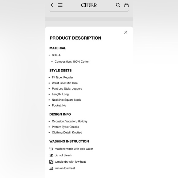 CIDER SQUARE NECK PLAID JUMPSUIT - Picture 8 of 8